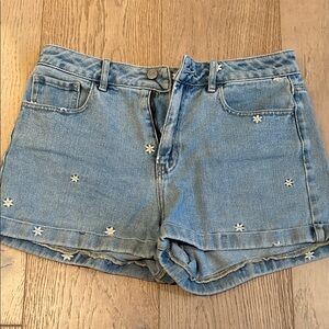 PacSun Light Blue Jean Shorts with White Floral Accents